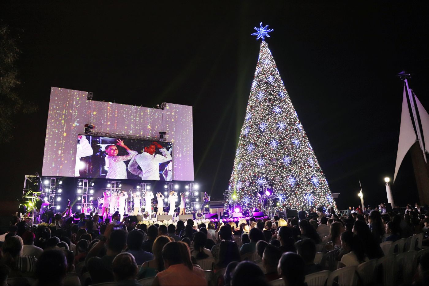 El árbol del Malecón se encendió con mapping y dio inicio oficial a la  Navidad en el centro de Guayaquil - Qué Noticias