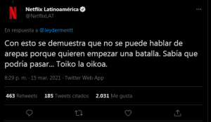 Netflix Yes Day Arepa Venezolana o Colombiana tweet 1