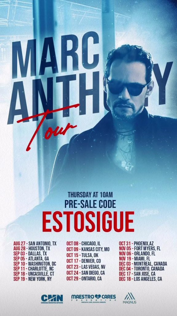 Marc Anthony anuncia tour por USA y este es el precio de las entradas