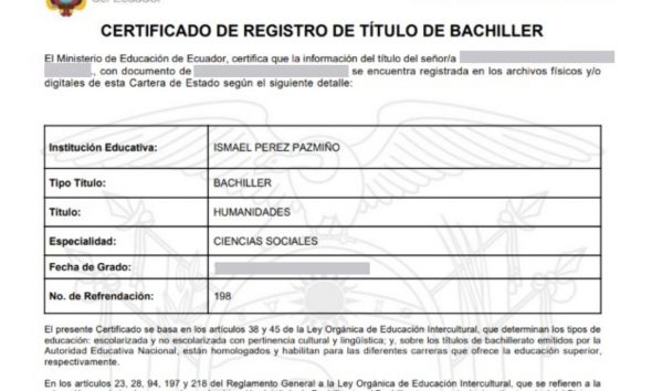 título bachiller