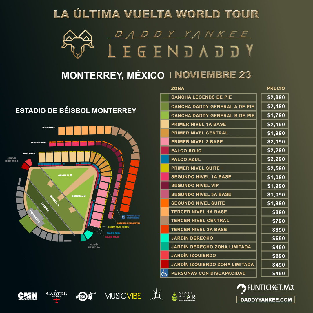 Precio Entradas de Daddy Yankee Monterrey Mexico