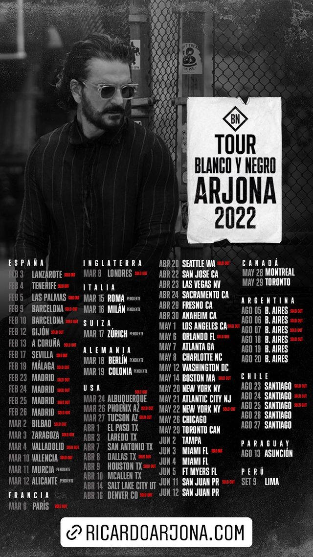 Ricardo Arjona Tour Blanco y Negro Feel the Tickets