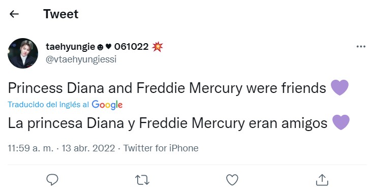 Tweet Lady Di Freddie Mercury
