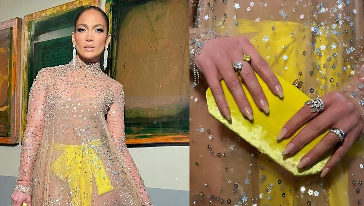 Jennifer Lopez lip gloss nails