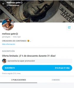 Cuánto cobra Melissa Gate por la suscripción en su OnlyFans