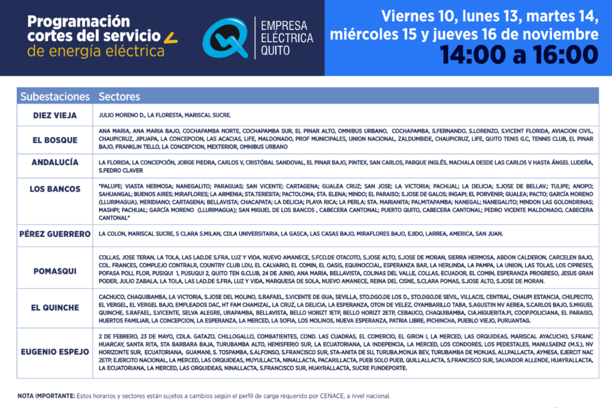 apagones quito 13 noviembre