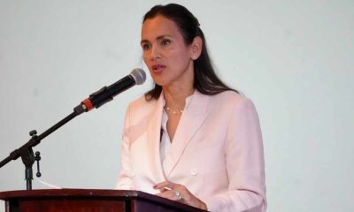 Ministra de Energía, Inés Manzano, en rueda de prensa en Carondelet. Foto: El Universo